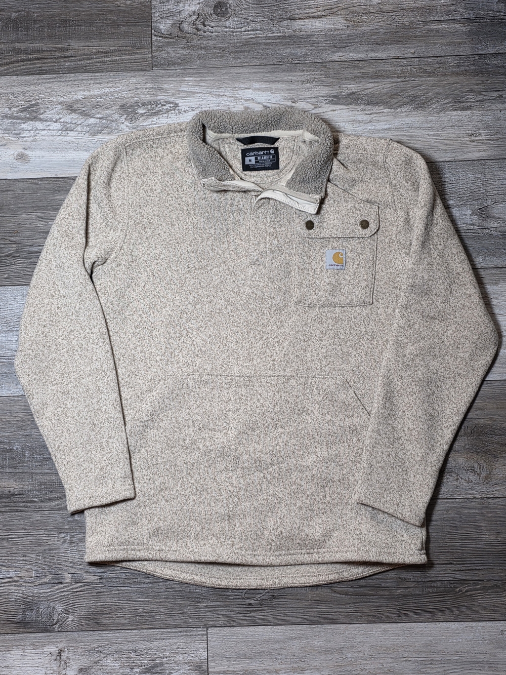 Carhartt Mens Wayland Relaxed Fit Quarter Zip Fleece Pullover Sweater Sz Md *EUC